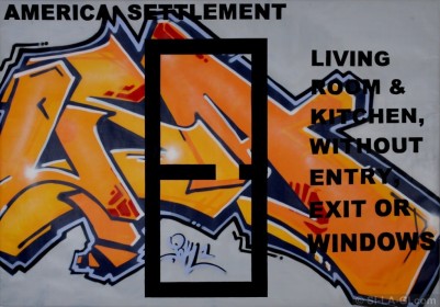 America Settlement I [ Amerika Lakópark I] * SI-LA-GI with JOK (Daniel Csepku) * acrylic on canvas. spray paint * 197x280 cm - 2002-2003