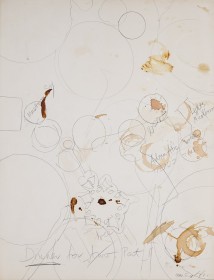 (1980) « NOW Dinner for two », 1980, 50*65, graphite  and wine on paper