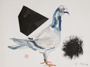 (2015) « Dream of a pigeon », 2015, 76*56 (with Tawan Wattuya), paper (1/2)