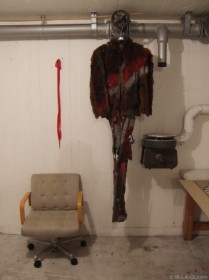 Environment  [Environment] Fur coat with Hungarian 3 colors sprayed on, trouser with broken glasses, chair, red string. 1976/78